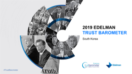 2019 EDELMAN TRUST BAROMETER South Korea 19Th ANNUAL General Online Population Informed Public 1,150 Respondents Per Market 500 Respondents in U.S