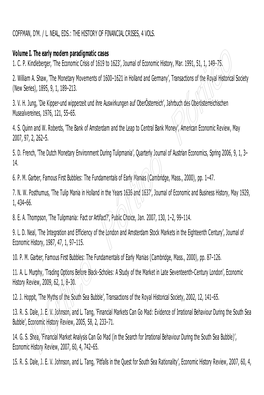 Coffman, D'm. / L. Neal, Eds.: the History of Financial
