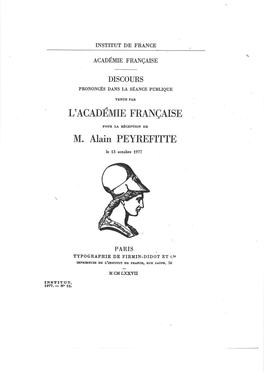 IE FRAI\ÇAISE M. Alain PEYREFITTE