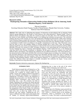 Dynamics of Interaction Studies in Inter-Religious Life in Amurang, South Minahasa Regency, North Sulawesi