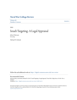 Israeli Targeting: a Legal Appraisal John J