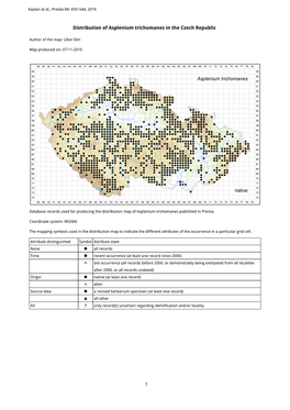 1 Distribution of Asplenium Trichomanes in the Czech Republic