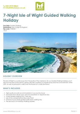 7-Night Isle of Wight Guided Walking Holiday