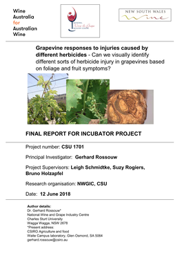 Grapevine Responses to Injuries Caused by Different