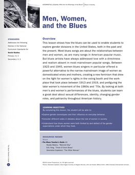 Men, Women, and the Blues the Blues Teacher’S Guide