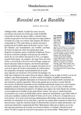 Rossini En La Bastilla