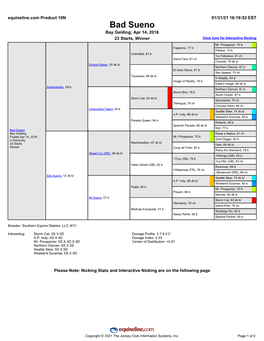 Bad Sueno Bay Gelding; Apr 14, 2016 23 Starts, Winner Click Here for Interactive Nicking Mr