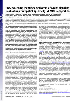 Rnai Screening Identifies Mediators of NOD2 Signaling