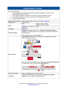 Haneda Airport to Hotels
