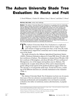 The Auburn University Shade Tree Evaluation: Its Roots and Fruit