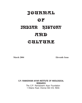 Journal of Indian Histor Indian History and Culture