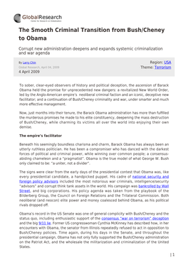 The Smooth Criminal Transition from Bush/Cheney to Obama