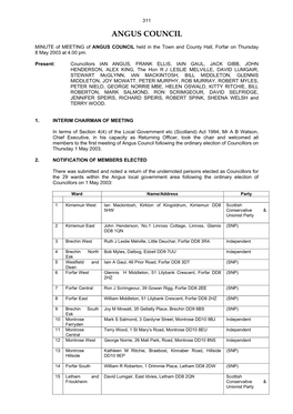 Minute of Meeting of Angus Council of 8 May 2003