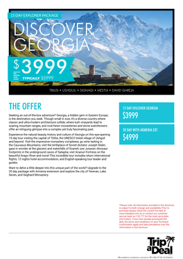 Discover Georgia $ Per Person 3999 Twin Share Typically $5999