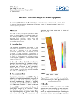 EPSC2012-477 2012 European Planetary Science Congress 2012 Eeuropeapn Planetarsy Science Ccongress C Author(S) 2012