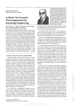 Leibniz's Two Legacies. Their Implications for Knowledge
