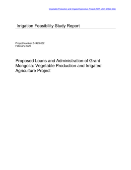 Irrigation Feasibility Study Report
