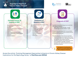 Snapshot of Anemia in Chronic Kidney Disease