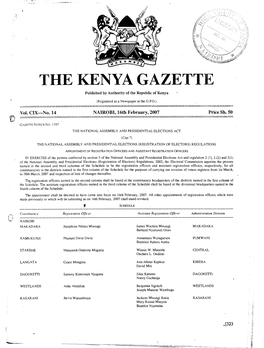 THE KENYA GAZETTE Published by Authority of the Republic of Kenya