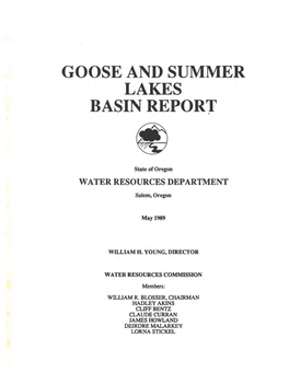 Goose and Summer Lakes Basin Report