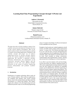 Learning Real-Time Programming Concepts Through Vxworks Lab Experiments