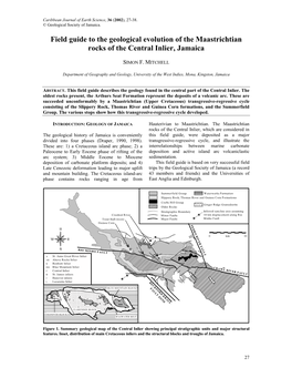 Field Guide to the Geological Evolution of the Maastrichtian Rocks of the Central Inlier, Jamaica