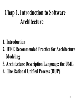 Chap 1. Introduction to Software Architecture