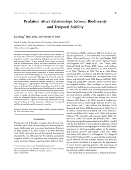 Predation Alters Relationships Between Biodiversity and Temporal Stability