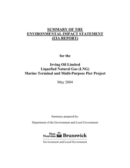 Summary of the Environmental Impact Statement (Eia Report)