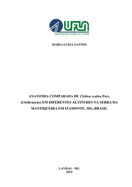 ANATOMIA COMPARADA DE Clethra Scabra Pers. (Clethraceae) EM DIFERENTES ALTITUDES NA SERRA DA MANTIQUEIRA EM ITAMONTE, MG, BRASIL