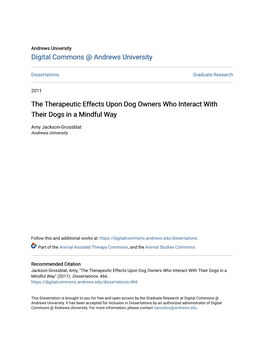 The Therapeutic Effects Upon Dog Owners Who Interact with Their Dogs in a Mindful Way