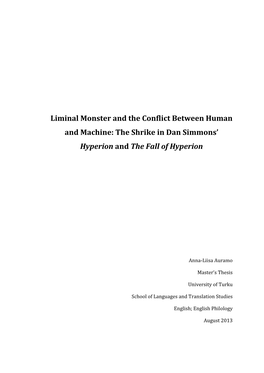 Liminal Monster and the Conflict Between Human and Machine: the Shrike in Dan Simmons’ Hyperion and the Fall of Hyperion