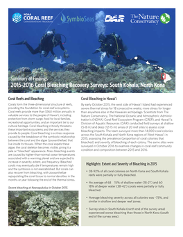 2015-2016 Coral Bleaching Recovery Surveys