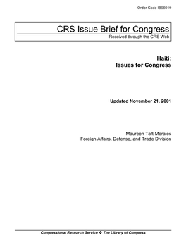 Haiti: Issues for Congress