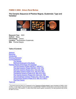 The Ceramic Sequence of Piedras Negras, Guatemala: Type and Varieties 1