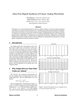 Alias-Free Digital Synthesis of Classic Analog Waveforms