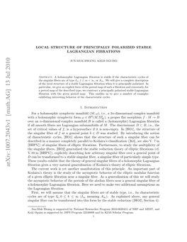 Local Structure of Principally Polarized Stable Lagrangian Fibrations 3