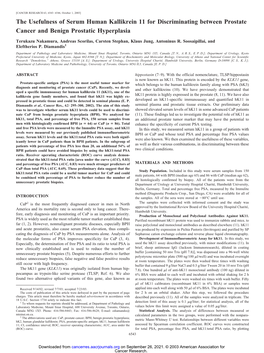 The Usefulness of Serum Human Kallikrein 11 for Discriminating Between Prostate Cancer and Benign Prostatic Hyperplasia