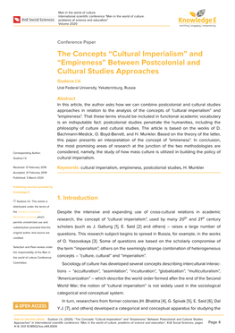 Cultural Imperialism” and “Empireness” Between Postcolonial and Cultural Studies Approaches Gudova I.V