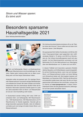 Besonders Sparsame Haushaltsgeräte 2021 Eine Verbraucherinformation