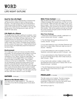 WORD Basic Introduction to Scripture LIFE NIGHT OUTLINE