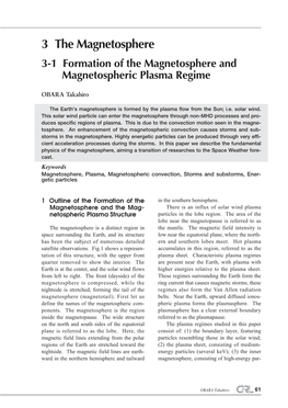 3 the Magnetosphere 3-1 Formation of the Magnetosphere and Magnetospheric Plasma Regime