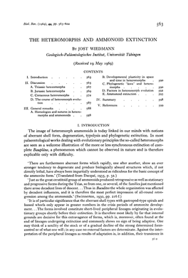 THE HETEROMORPHS and AMMONOID EXTINCTION by JOST WIEDMANN Geologisch-Palaontologischesinstitut, Universitat Tiibingen