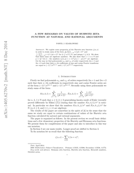 A Few Remarks on Values of Hurwitz Zeta Function at Natural and Rational