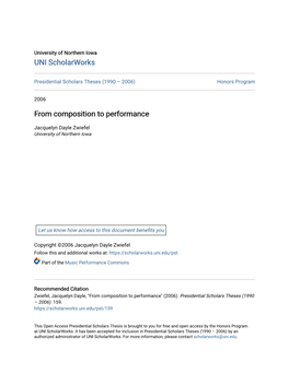 From Composition to Performance