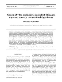 Weeding by the Herbivorous Damselfish Stegastes Nigricans in Nearly Monocultural Algae Farms