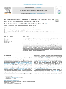 Blenniidae; Teleostei) ⁎ Shang-Yin Vanson Liua, , Bruno Frédérichb,1, Sébastien Lavouéc, Jonathan Changd, Mark V