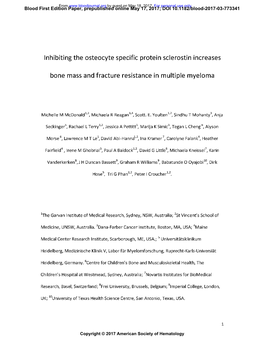 Inhibiting the Osteocyte Specific Protein Sclerostin Increases Bone Mass and Fracture Resistance in Multiple Myeloma