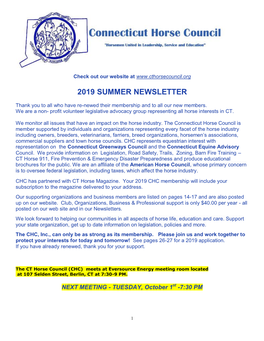 2019 Summer Newsletter