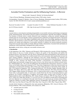 Acicular Ferrite Formation and Its Influencing Factors - a Review